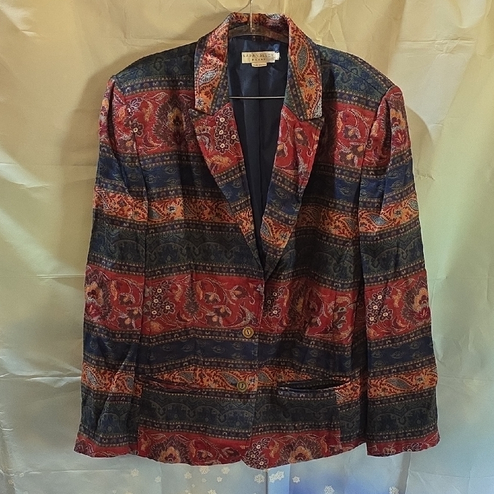 Vintage Multicolor Striped Blazer by Napa Valley 4K
